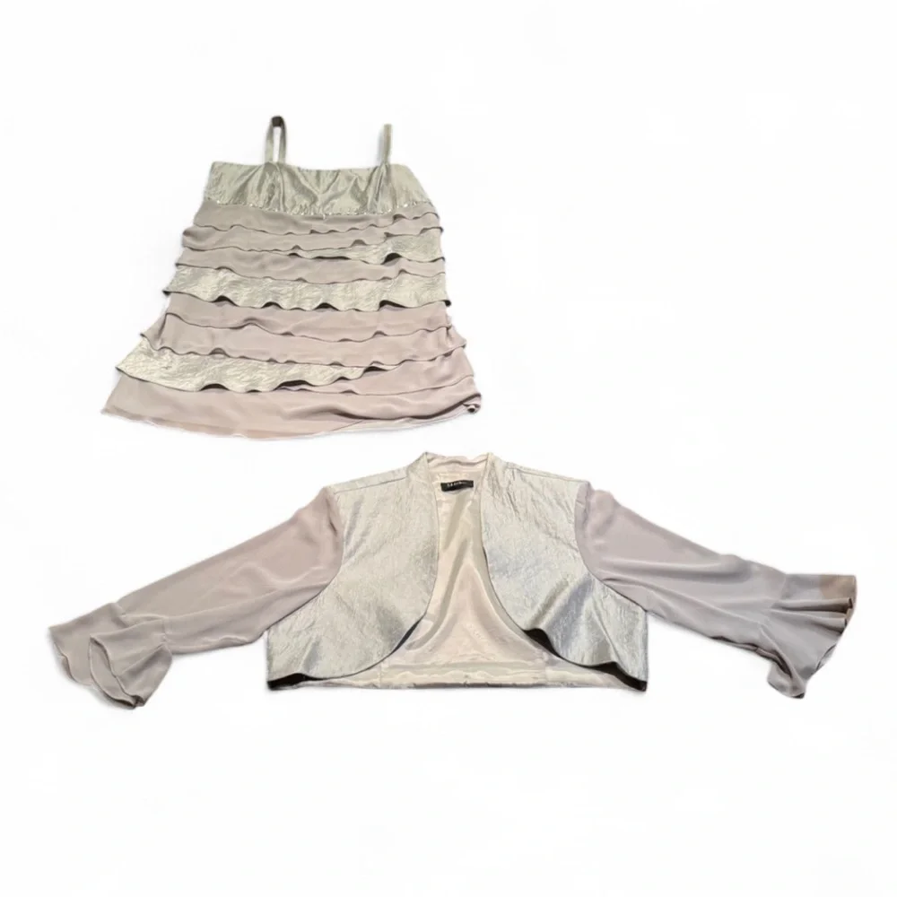 SL Fashions - Cocktail / Evening Midi Ruffled Dress with Jacket - Picture 2 of 11